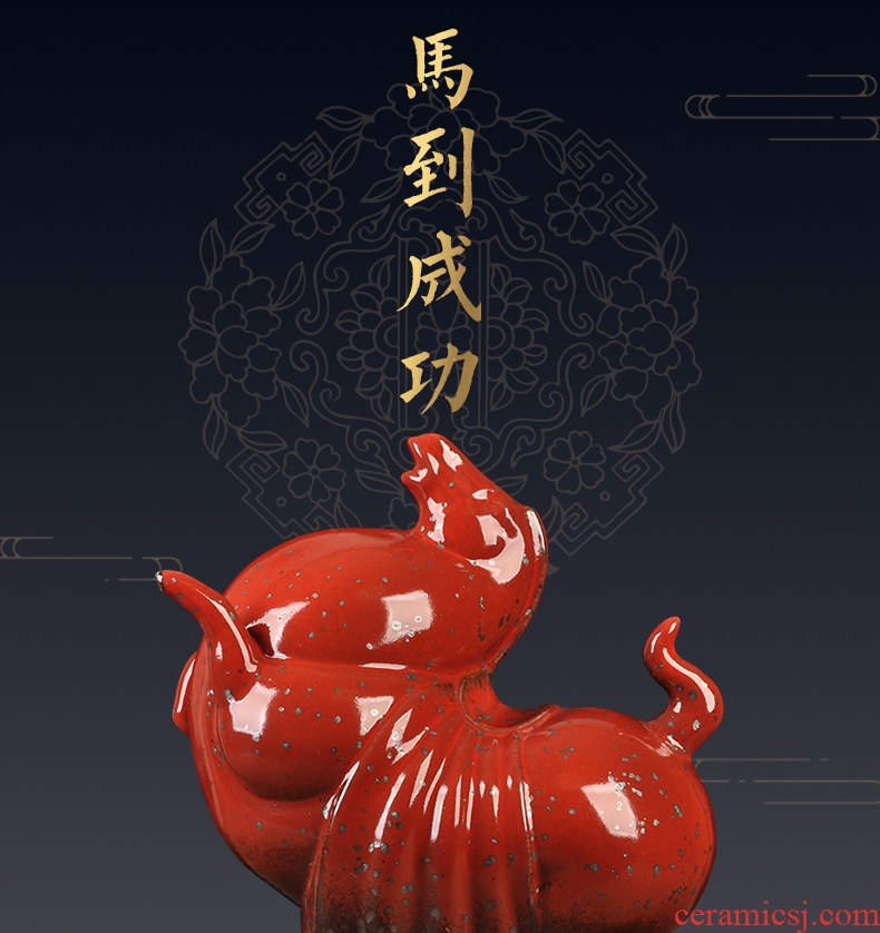 Jingdezhen ceramics variable glaze business needs new classical Chinese style gifts zodiac horses office decoration furnishing articles