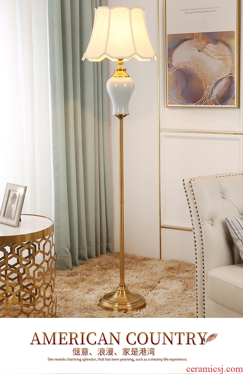 Nordic light floor lamp bedroom creative I and contracted sitting room sofa tea table of key-2 luxury all the copper ceramic vertical desk lamp