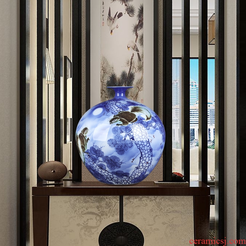 Jingdezhen ceramic vase large hand - made gold rat prosperous wealth pomegranate gift collection villa hotel furnishing articles ornament