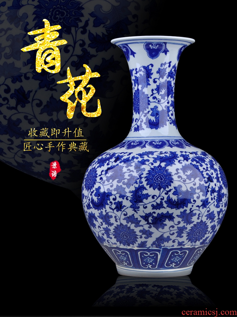 Jingdezhen ceramic furnishing articles archaize large Chinese blue and white porcelain vase sitting room porch TV ark adornment arranging flowers