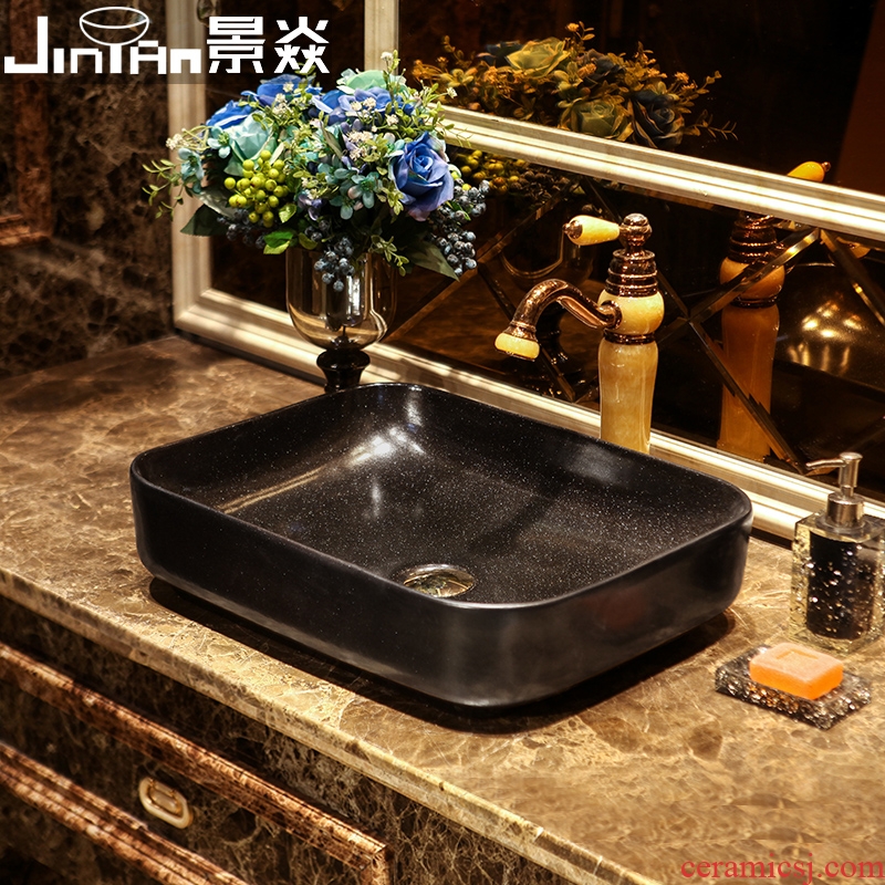 JingYan black stars art stage basin rectangle ceramic lavatory household basin on restoring ancient ways is the sink