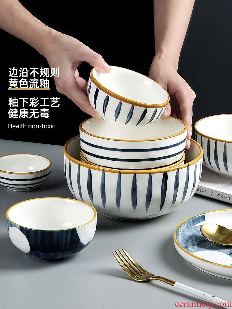 Double 11 opens to booking a Japanese dishes suit household jingdezhen ceramic tableware under the glaze color hand - made bowl chopsticks dishes suit