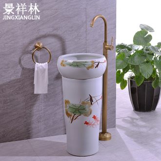 Chinese pottery and porcelain basin of pillar type lavatory floor toilet pillar one - piece balcony lavatory
