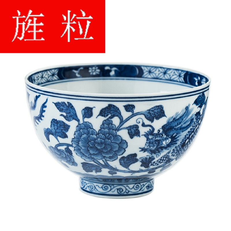 Continuous grain of jingdezhen blue and white longfeng teacups hand - made ceramic kung fu masters cup tea cup tea set personal by hand