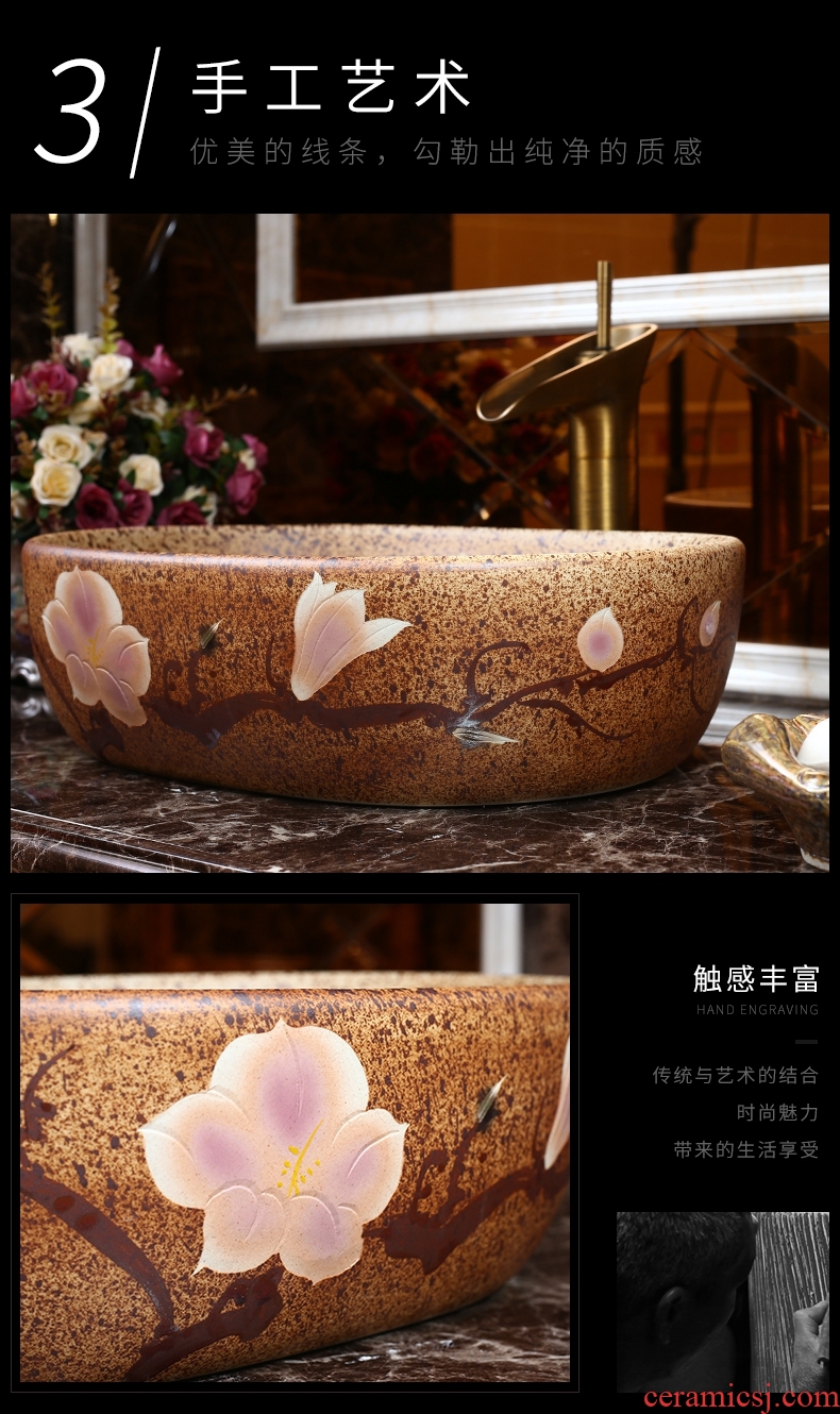 Small ceramic toilet stage basin to ancient art of song dynasty for wash basin oval sink balcony 35 cm