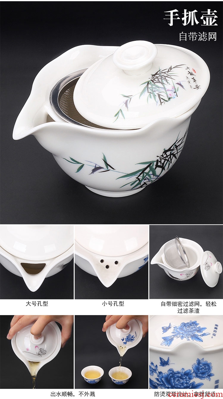 Four - walled yard crack cup teapot teacup your up ceramic tea set kung fu travel a pot of a cup of black tea