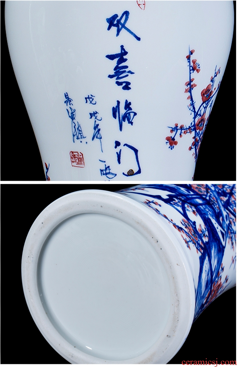 Jingdezhen ceramics hand - made of blue and white porcelain vase furnishing articles beauty bottles of Chinese style household adornment large living room