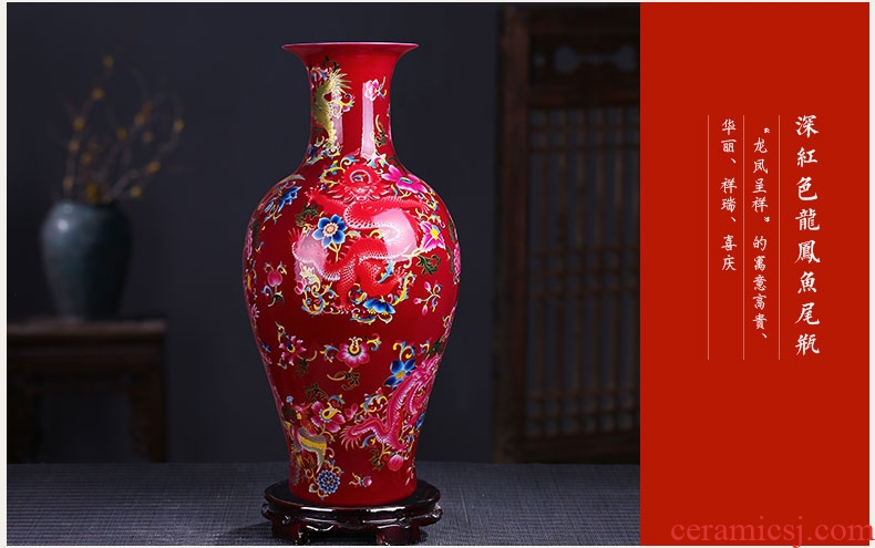 Jingdezhen ceramics large hand - made art vase sitting room adornment is placed a housewarming gift porcelain decoration - 41559486327