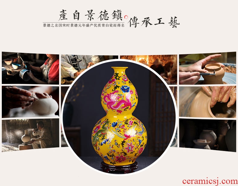 Jingdezhen ceramics large hand - made art vase sitting room adornment is placed a housewarming gift porcelain decoration - 41559486327