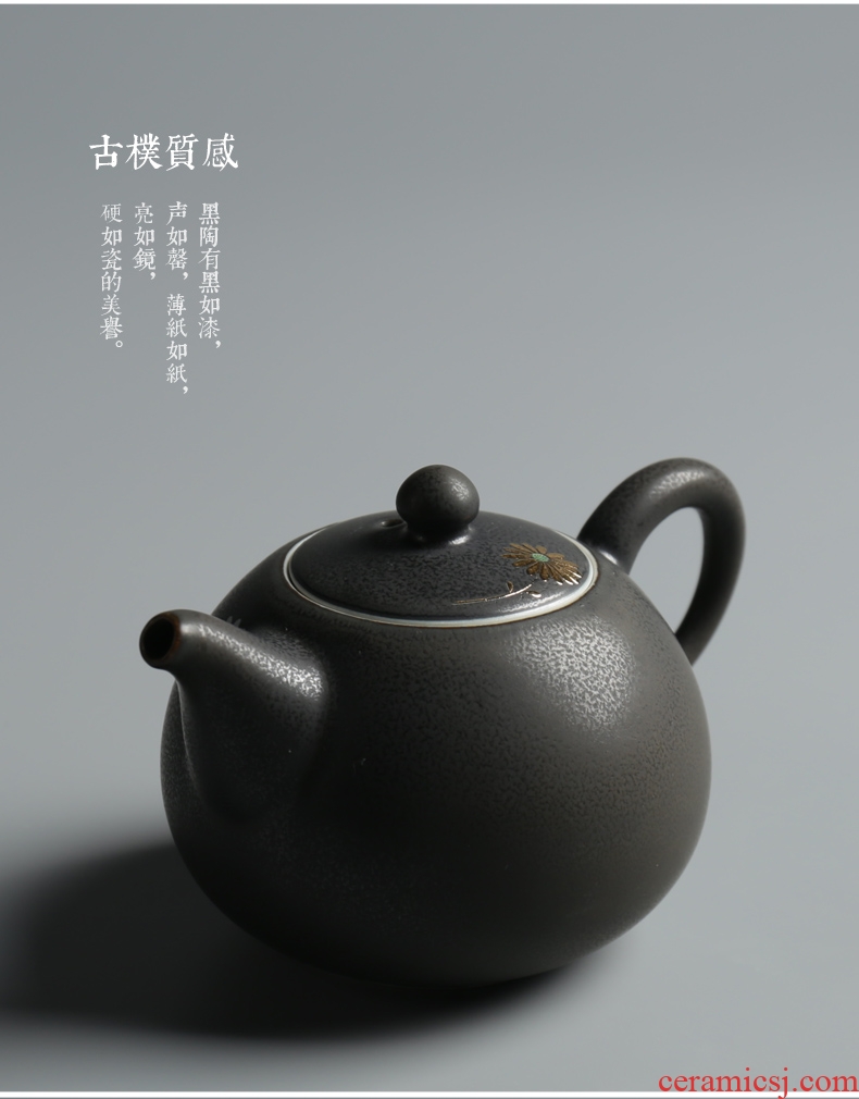 Is good source on flower beauty pot of black ceramic teapot large capacity domestic kung fu tea set simple single pot of filtering