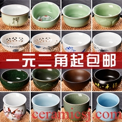Gorgeous young hand - made officer pottery tea wash to wash to size ceramic cup aquarium kung fu tea tea taking of spare parts
