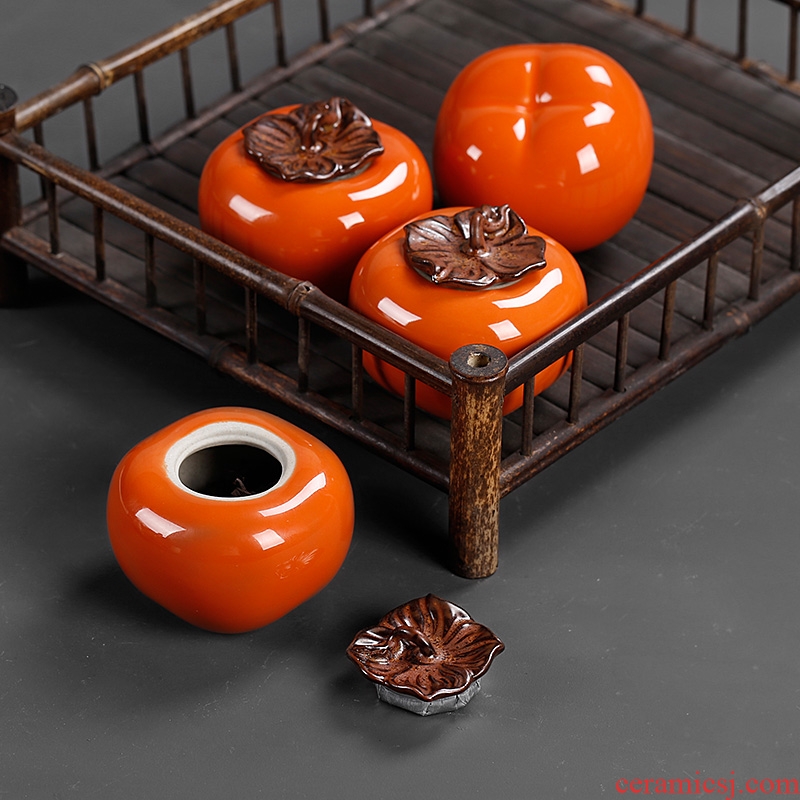 Ceramic persimmon persimmon ruyi caddy fixings mini persimmon tea storage POTS of tea tea tea tray on small place