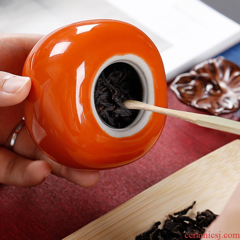 Ceramic persimmon persimmon ruyi caddy fixings mini persimmon tea storage POTS of tea tea tea tray on small place