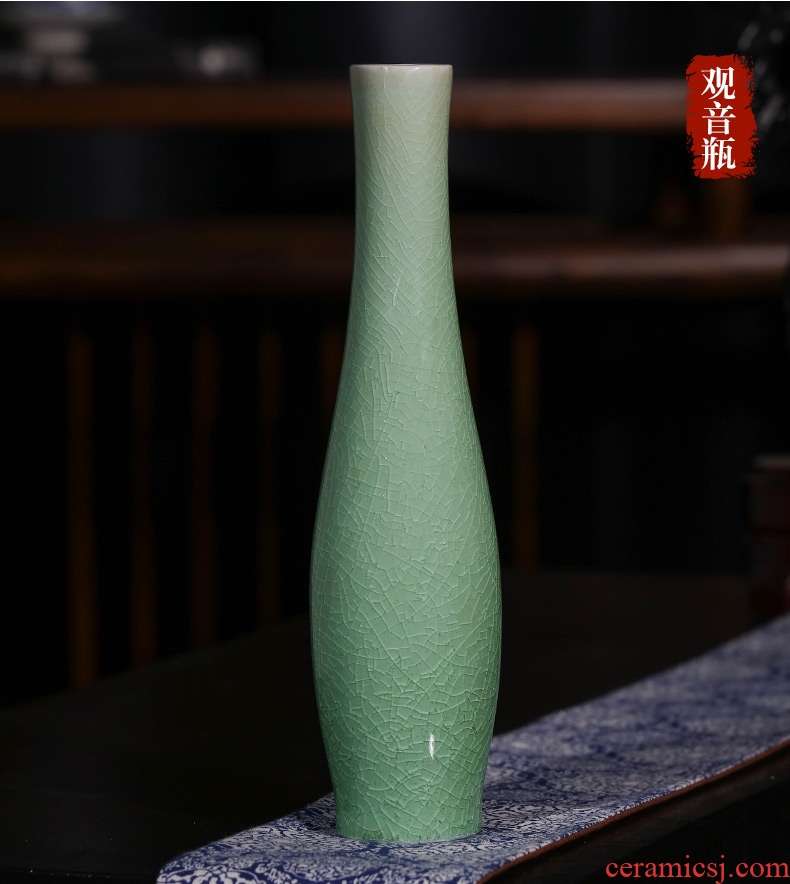 Jingdezhen ceramics, vases, flower arranging furnishing articles archaize crack glaze goddess of mercy bottle dry flower of new Chinese zen floral outraged