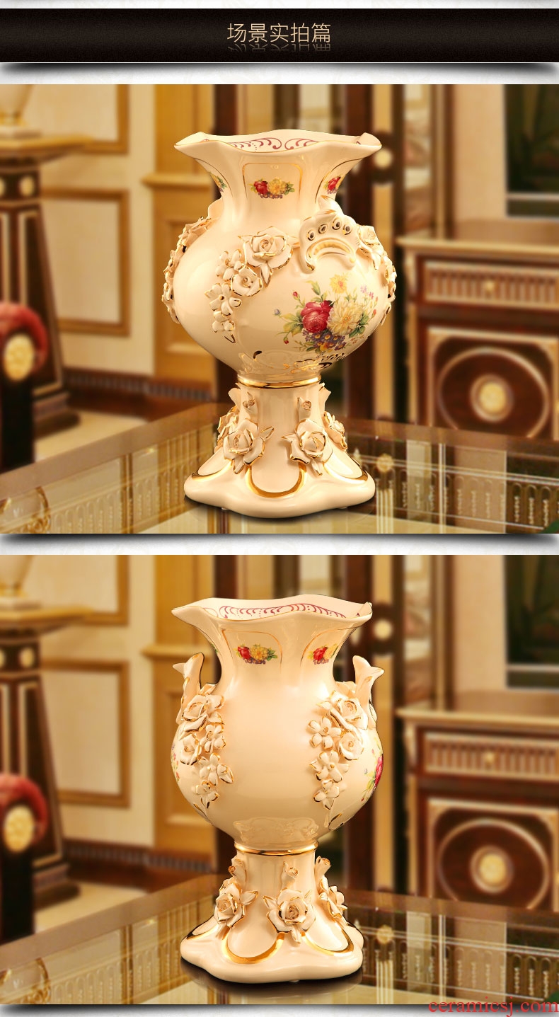 Creative designers vase furnishing articles large ceramic flower arranging device north European style living room home soft decoration light key-2 luxury - 523162568794
