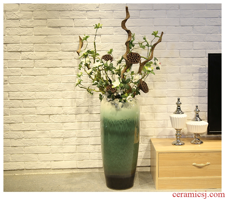 Jingdezhen blue and white ceramics vase of large hotel opening Chinese flower arranging sitting room adornment office furnishing articles - 579172110912
