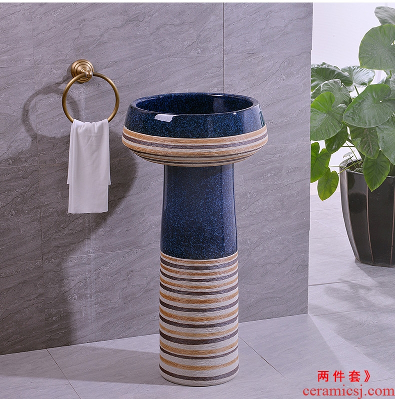 Ceramic column type lavatory one - piece floor balcony column basin home pillar lavabo toilet