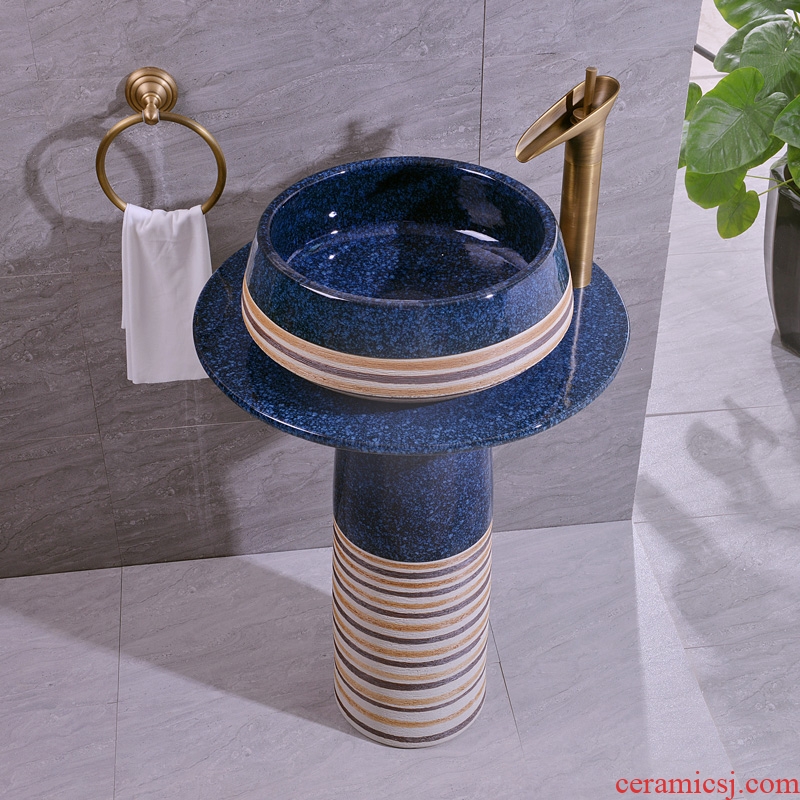 Ceramic column type lavatory one - piece floor balcony column basin home pillar lavabo toilet