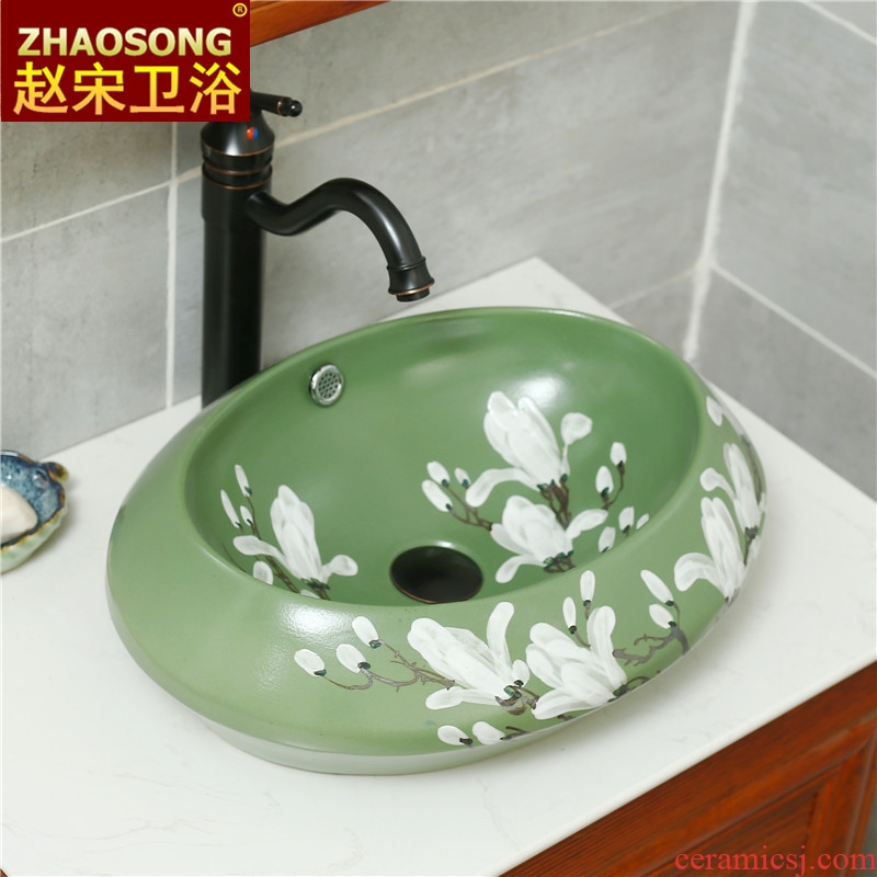 Contracted Europe type ceramic stage basin of household toilet lavabo of new Chinese style restoring ancient ways basin is the basin that wash a face to the balcony
