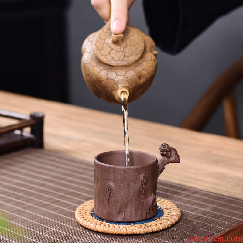 Yixing purple sand pottery and porcelain kung fu noggin suit household use sample tea cup to build single tea tea set hat to master