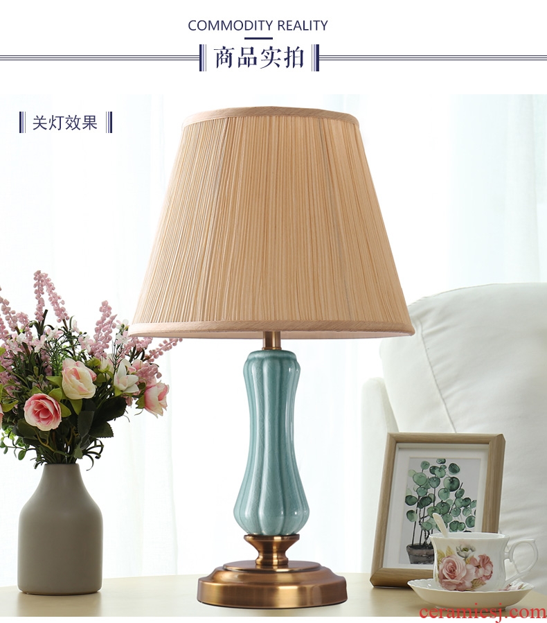 American ceramic desk lamp bedroom nightstand lamp simple move modern creative carried of remote control of household decoration