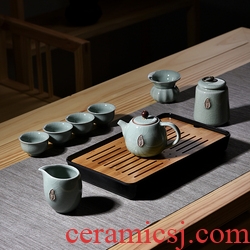 Gorgeous young longquan celadon ceramic tea set portable pu - erh tea storage box storage tanks seal pot large caddy fixings