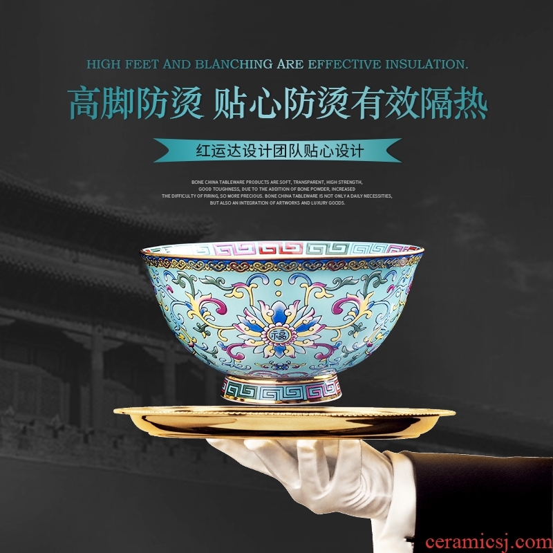 Jingdezhen colored enamel tableware suit western - style key-2 luxury palace ipads bowls disc FanPan high - end wedding gifts home