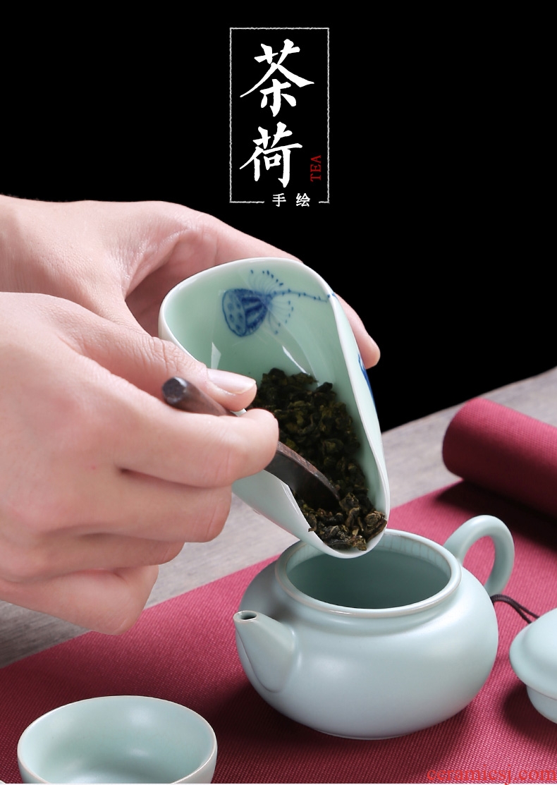 Auspicious industry kung fu tea accessories tea holder, ceramic enjoy tea tea box teaspoons tea is tea shovel spoon