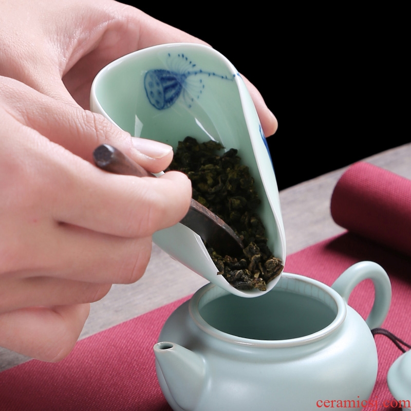 Auspicious industry kung fu tea accessories tea holder, ceramic enjoy tea tea box teaspoons tea is tea shovel spoon