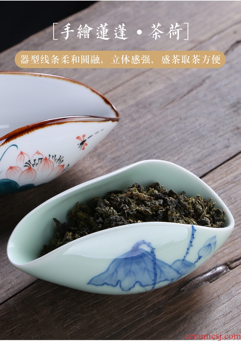 Auspicious industry kung fu tea accessories tea holder, ceramic enjoy tea tea box teaspoons tea is tea shovel spoon