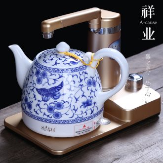 Auspicious industry ceramic kettle electric kettle electric teapot curing pot insulation power automatic water blue and white porcelain teapot