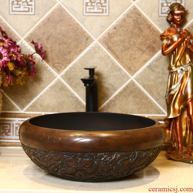 Basin of Chinese style restoring ancient ways the lavatory carved ceramic art stage archaize home toilet lavabo single Basin on stage