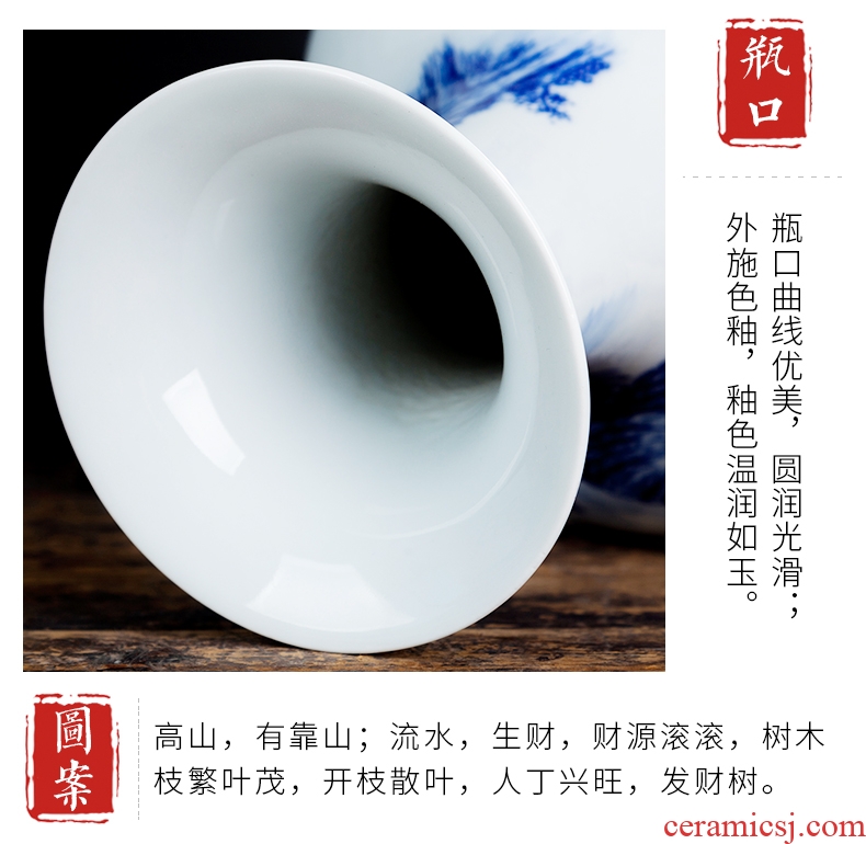 Jingdezhen blue and white porcelain vases, flower arrangement sitting room of Chinese style household ceramics study adornment handicraft furnishing articles gifts