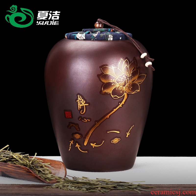 Four - walled yard ceramic creative caddy fixings firewood seal pot small tea boxes mini storage tank to customize LOGO