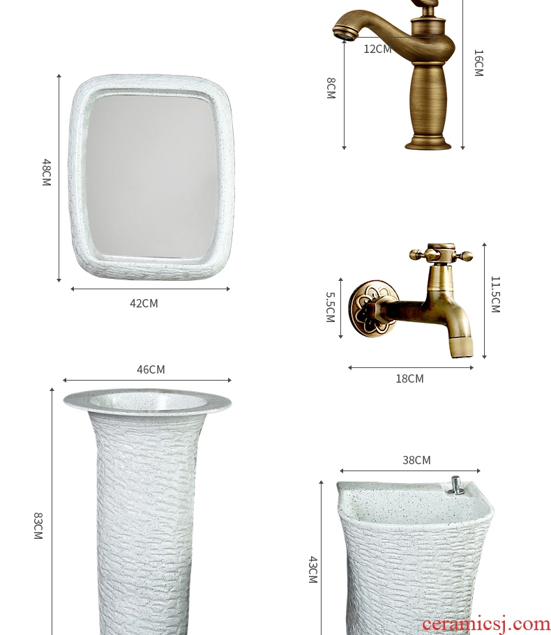 Ceramic basin sink console one column column basin toilet lavabo balcony column type basin