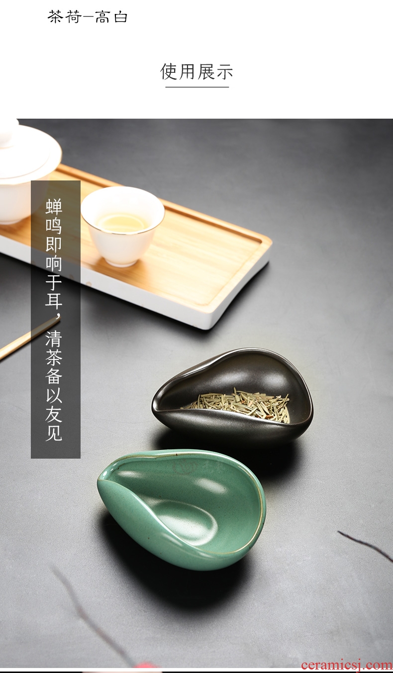 Ceramic enjoy tea holder kung fu tea tea ware celadon restore ancient ways teaspoon teaspoons zen tea tea tea accessories