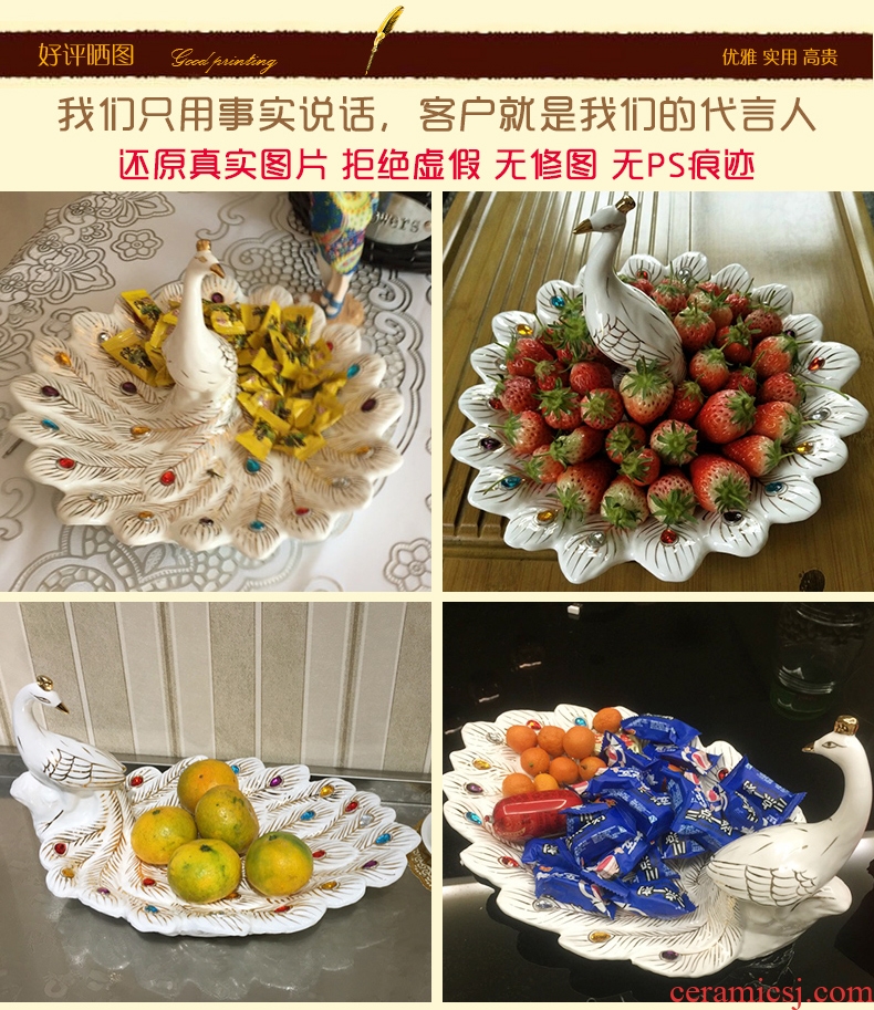 Modern European furnishing articles compote home sitting room tea table individuality creative ceramic fruit bowl peacock tea table decorations