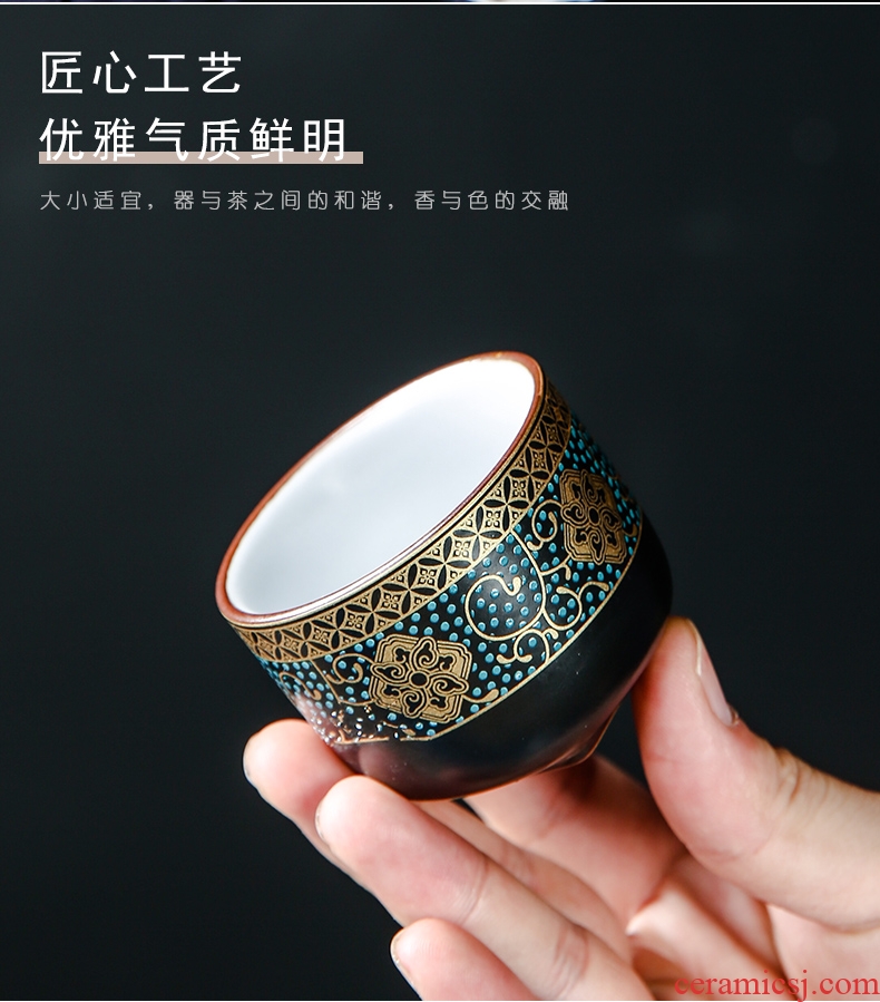 Bo yao gold cups of black kung fu tea set sample tea cup to restore ancient ways of household ceramic tea cup small bowl with a single CPU
