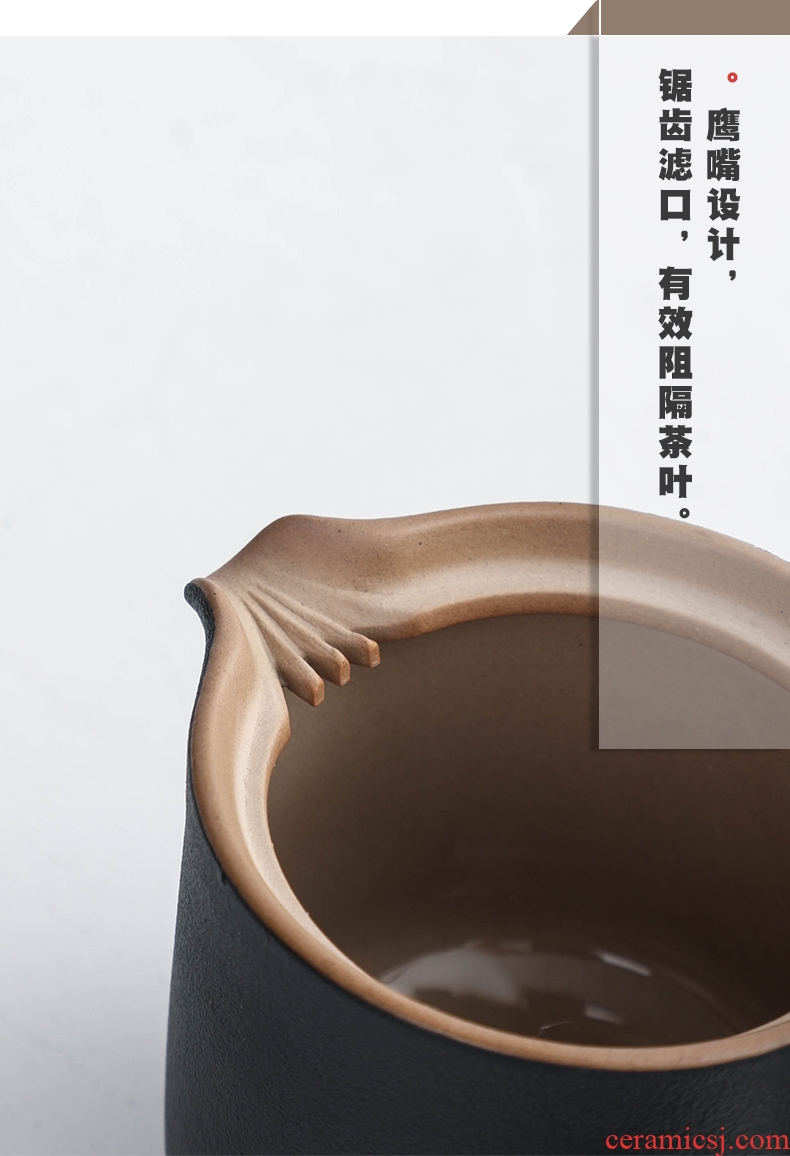 Bo yiu-chee retro coarse pottery kung fu tea set contracted household ceramics hand grasp the teapot tea set gift boxes