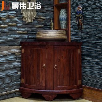 JingWei Chinese wind solid wood bathroom ark, sink combination ceramic lavatory combination the the original wooden fan for wash tank