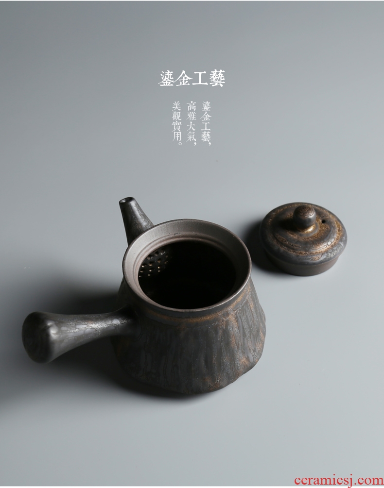 Manual is good source of iron 秞 single surface ceramic teapot filter kung fu tea set gold pot of tea tea tea