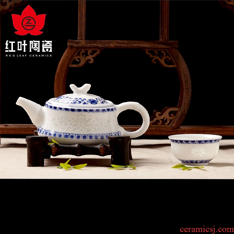 Red porcelain jingdezhen porcelain of a complete set of kung fu tea set the teapot teacup gift porcelain household and riches and honour