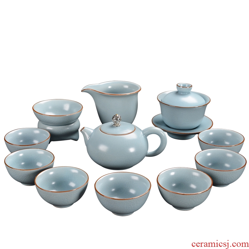 Bo yiu-chee your up office kung fu tea tea set household contracted ceramic teapot teacup gift of a complete set of tea sets