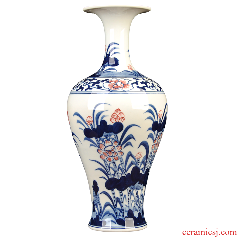 Jingdezhen ceramics vase hand - made antique Chinese blue and white porcelain flower arrangement home sitting room adornment rich ancient frame furnishing articles