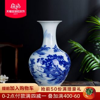Jingdezhen blue and white porcelain vases, flower arrangement sitting room of Chinese style household ceramics study adornment handicraft furnishing articles gifts