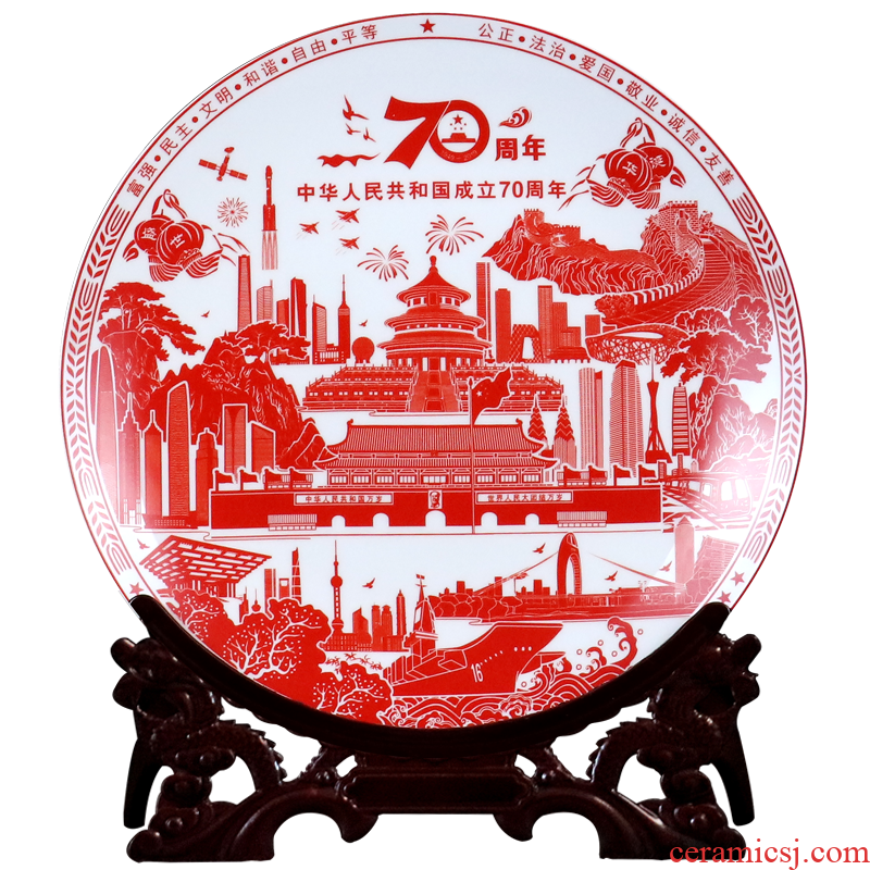 Anniversary ipads porcelain decorative plate of jingdezhen ceramics furnishing articles by disc hanging dish TV ark, rich ancient frame sitting room decoration
