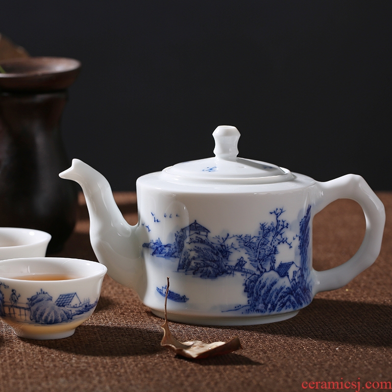 Red leaves the home of kung fu tea set of jingdezhen ceramics under high temperature and fine white porcelain hand - made glaze color landscape tea sets