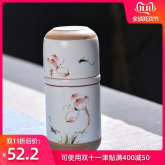 Hong bo acura hand - made portable travel kung fu tea tea cup ceramic filter with cover crack cup of a complete set of tea cups
