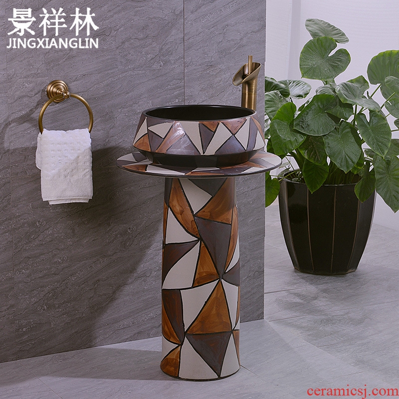 Contracted style restoring ancient ways pillar two - piece three - piece suit of jingdezhen lavabo ceramics art basin sinks