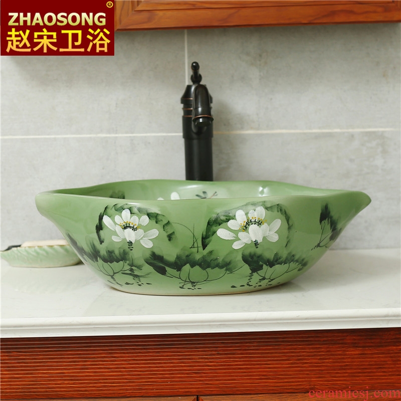 Contracted Europe type ceramic stage basin of household toilet lavabo of new Chinese style restoring ancient ways basin is the basin that wash a lotus
